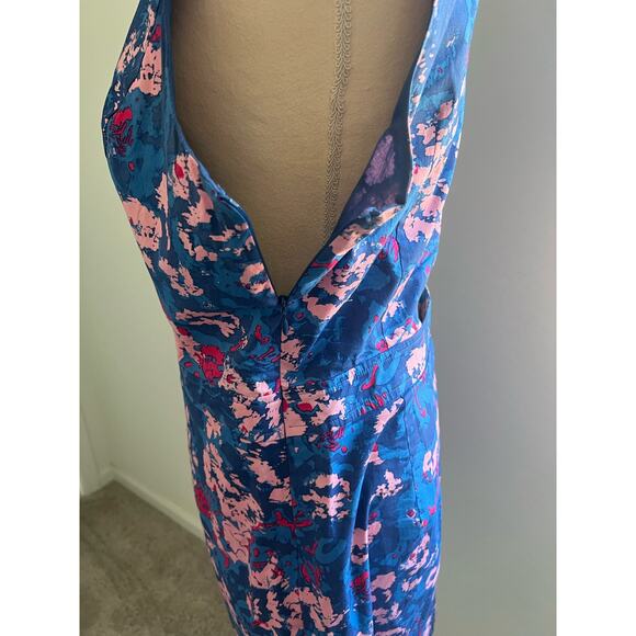 Armani Exchange Multicolor Art Sleeveless V-Neck Lined Stretch MIDI Dress Sz 14 - Picture 6 of 10